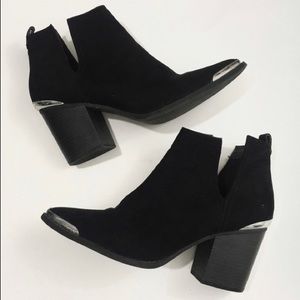 Silver-Tipped Black Booties